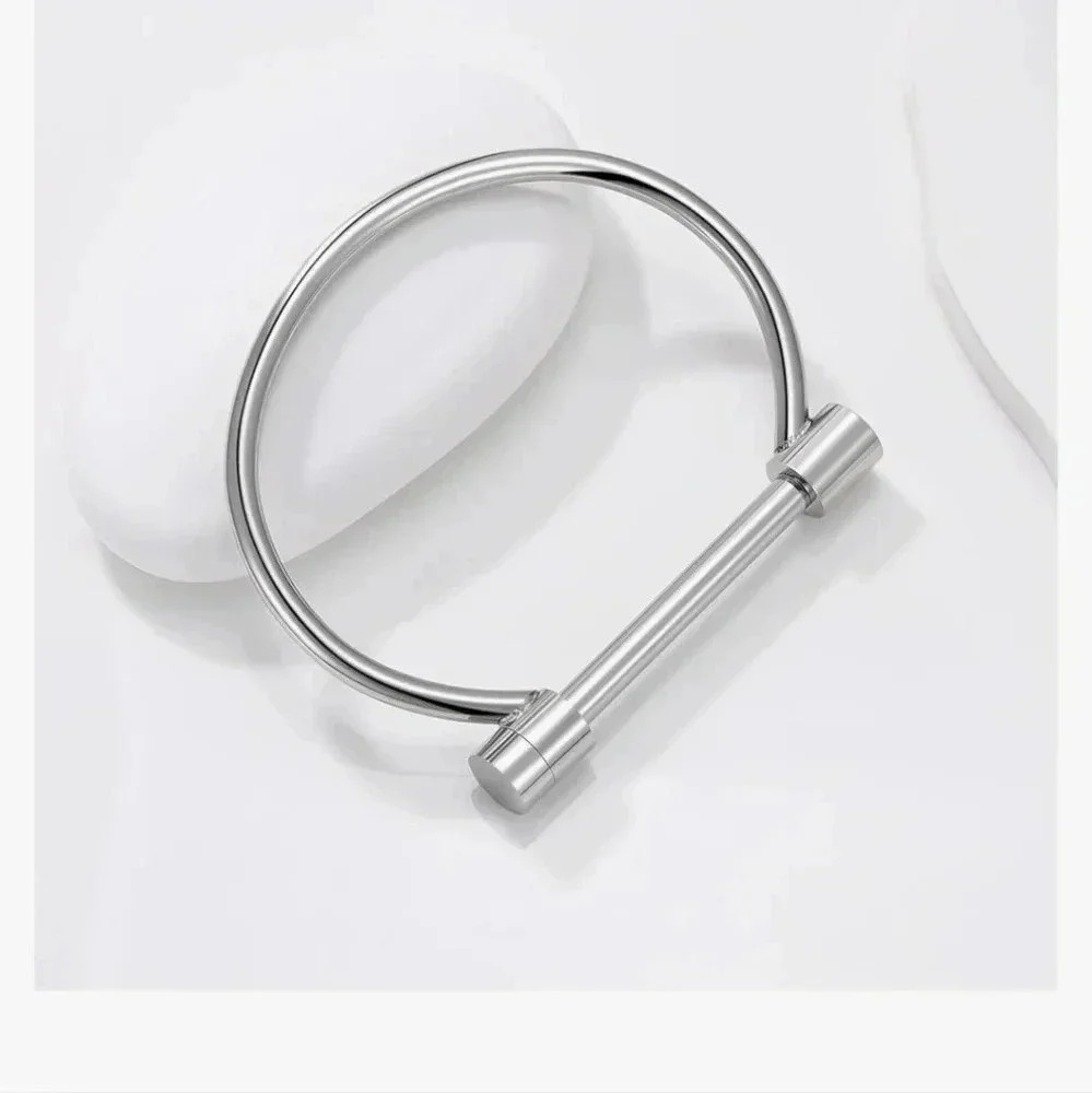 👗Bundle 5/$25👗 Silver stainless steel bar bangle bracelet - Picture 2 of 5